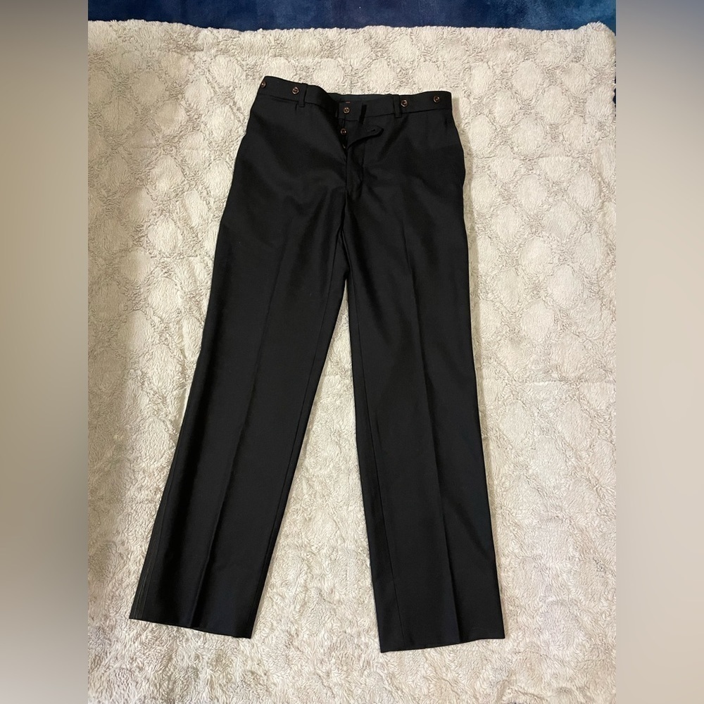 Ralph Lauren Men's Black Classic-Fit Wool Trousers Pants 35W 34L‌‌ - Picture 4 of 13